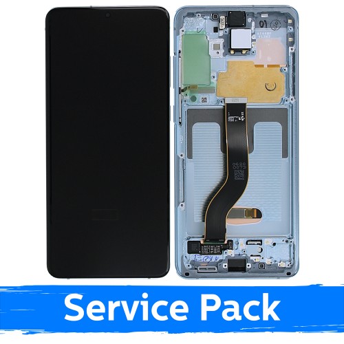 LCD Displejs Saderīgs ar Samsung G986 (G985) S20 Plus Ar Frame / Cloud Zils / (Service Pack)