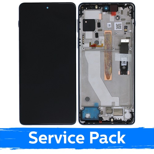 LCD Displejs Saderīgs ar Motorola Edge 20 Pro XT2153 Ar Frame / Zils Vegan Leather / (Service Pack)