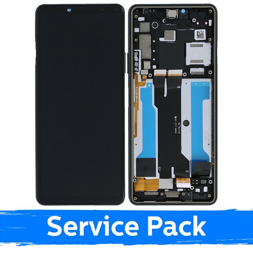 LCD Displejs Saderīgs ar Sony Xperia 10 III Melns ar Frame (Service Pack)