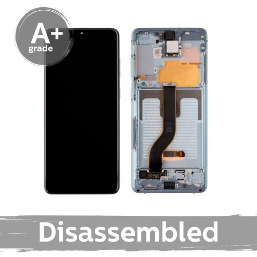 LCD Displejs Saderīgs ar Samsung G985 S20 Plus ar Frame / Cloud Zils / (10/10 Used)