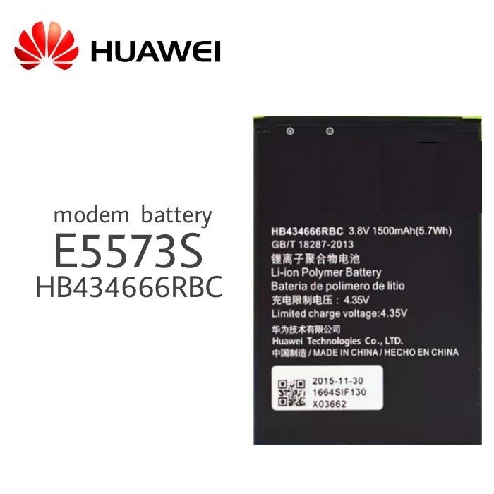 Baterija Huawei HB434666RBC priekš Modem 1500mAh E5573/E5575/E5576/E5776/E5577 (saderīgs ar HB434666RAW)