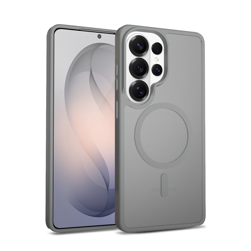 Crong Hybrid Matte Magnetic - MagSafe maciņš Samsung Galaxy S26 Ultra (pelēks)