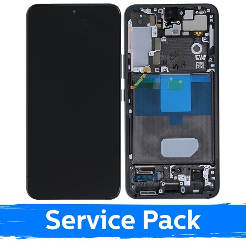 LCD Displejs Saderīgs ar Samsung S901 S22 Ar Frame / Phantom Melns (Graphite) / (Service Pack)