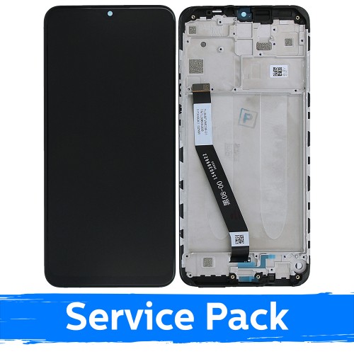 LCD Displejs Saderīgs ar Xiaomi Redmi 9 Ar Frame / Melns / (Service Pack)