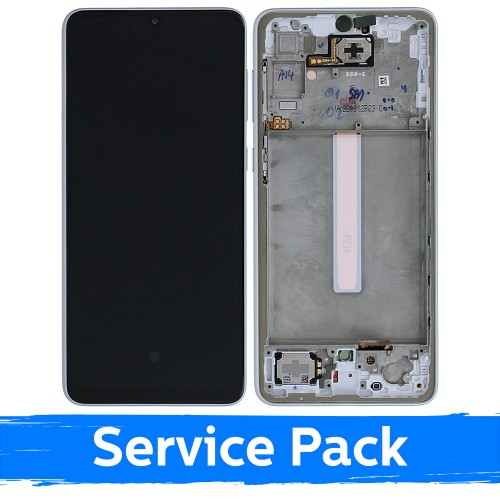 LCD Displejs Saderīgs ar Samsung A336 A33 5G Ar Frame / Balts / (Service Pack)