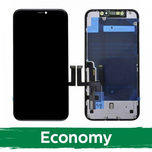 LCD Displejs Saderīgs ar iPhone 11 Melns (INCELL ar metal plate / Economy)