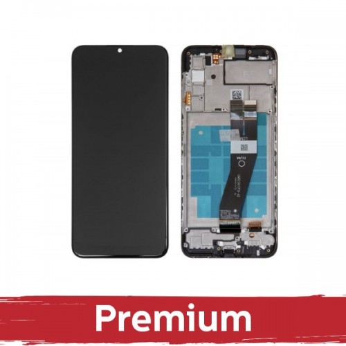 LCD Displejs Saderīgs ar Samsung A037G A03s Melns ar Frame OEM