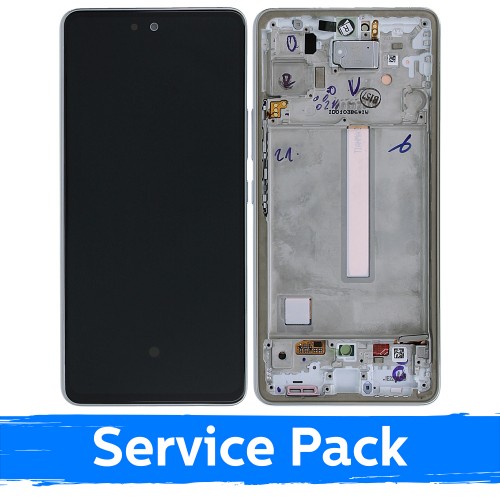 LCD Displejs Saderīgs ar Samsung A536 A53 5G Ar Frame / Balts / (Service Pack)