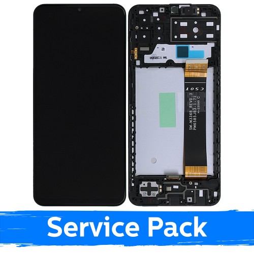 LCD Displejs Saderīgs ar Samsung A135 A13 4G Melns Ar Frame (Service Pack)