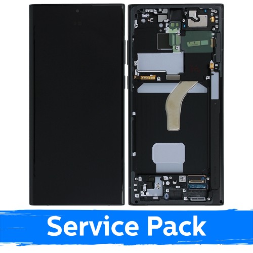 LCD Displejs Saderīgs ar Samsung S908 S22 Ultra Ar Frame / Graphite (Sarkans)(Sky Zils) / (Service Pack)