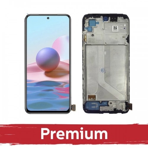 LCD Displejs Saderīgs ar Xiaomi Redmi Note 10 / Note 10S / Poco M5s Melns ar Frame OEM