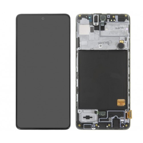 LCD Displejs Saderīgs ar Samsung A515 A51 Melns ar Frame HQ