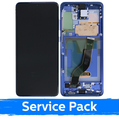 LCD Displejs Saderīgs ar Samsung G986 (G985) S20 Plus Ar Frame / Aura Zils / (Service Pack)