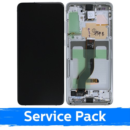 LCD Displejs Saderīgs ar Samsung G986 (G985) S20 Plus Ar Frame / Cloud Balts / (Service Pack)