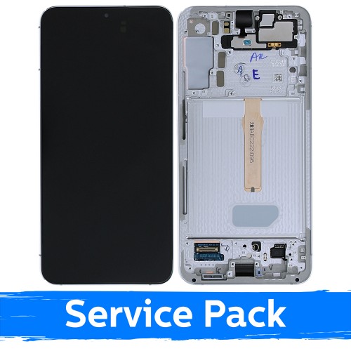 LCD Displejs Saderīgs ar Samsung S906 S22 Plus Ar Frame / Balts (Cream)(Sky Zils) / (Service Pack)