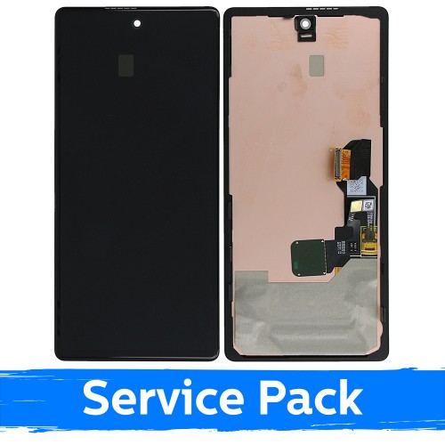 LCD Displejs Saderīgs ar Google Pixel 6A Melns Ar Frame (Service Pack)