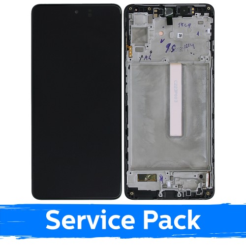 LCD Displejs Saderīgs ar Samsung M536 M53 5G Melns Ar Frame (Service Pack)