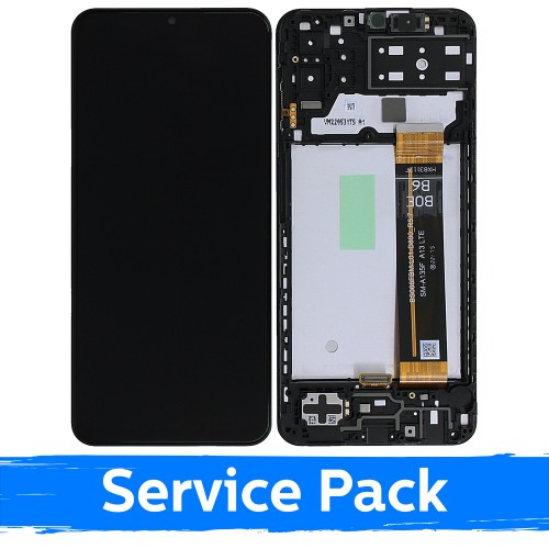LCD Displejs Saderīgs ar Samsung M135 M13 4G Melns Ar Frame (Service Pack)