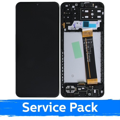 LCD Displejs Saderīgs ar Samsung A137 A13 Melns Ar Frame (Service Pack)
