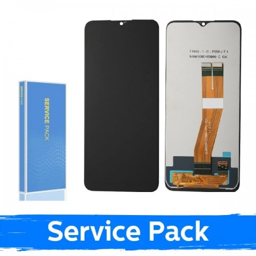 LCD Displejs Saderīgs ar Samsung A037F A03s non-EU Melns (Service Pack / Aftermarket)(NF version)