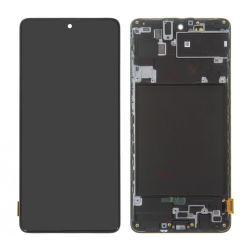 LCD Displejs Saderīgs ar Samsung A715 A71 Melns ar frame HQ