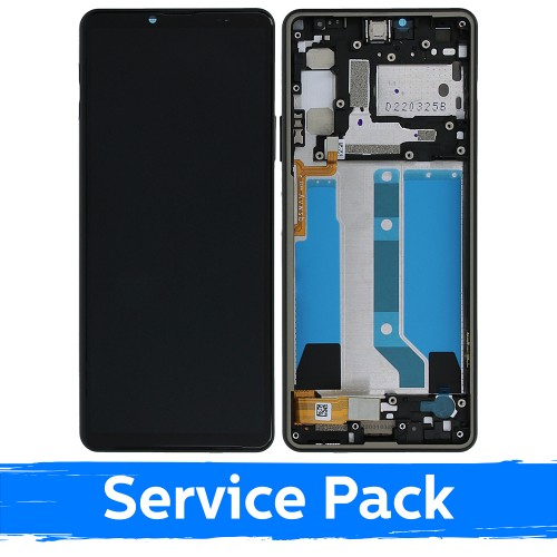 LCD Displejs Saderīgs ar Sony Xperia 10 IV Melns ar Frame (Service Pack)