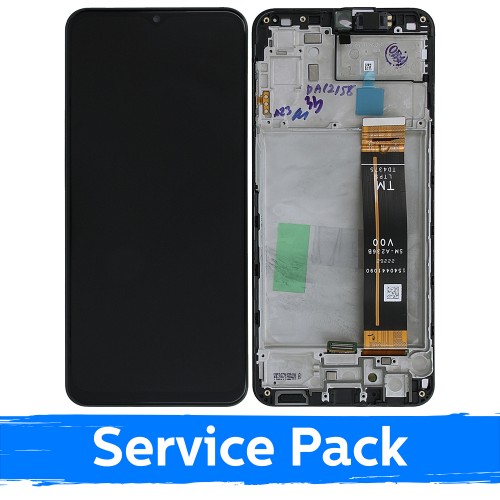 LCD Displejs Saderīgs ar Samsung A236 A23 5G Melns Ar Frame (Service Pack)