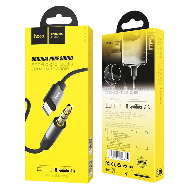 Audio adapteris Hoco UPA13 lightning į 3,5mm(p) melns