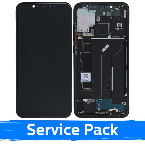 LCD Displejs Saderīgs ar Xiaomi Mi 8 Ar Frame / Melns / (Service Pack)