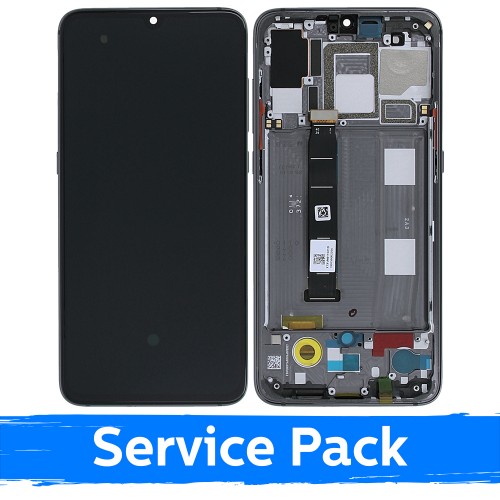 LCD Displejs Saderīgs ar Xiaomi Mi 9 Ar Frame / Piano Melns / (Service Pack)