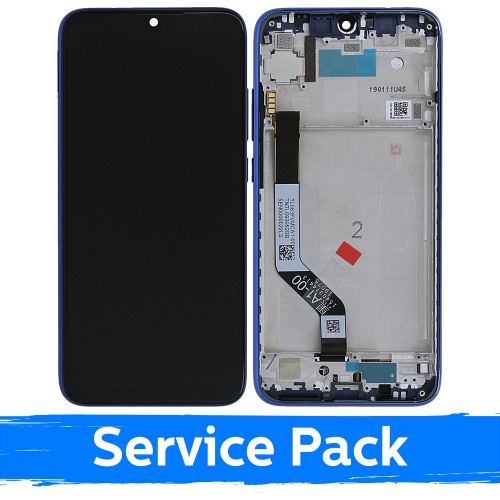 LCD Displejs Saderīgs ar Xiaomi Redmi Note 7 (Note 7 Pro) Ar Frame / Zils / (Service Pack)
