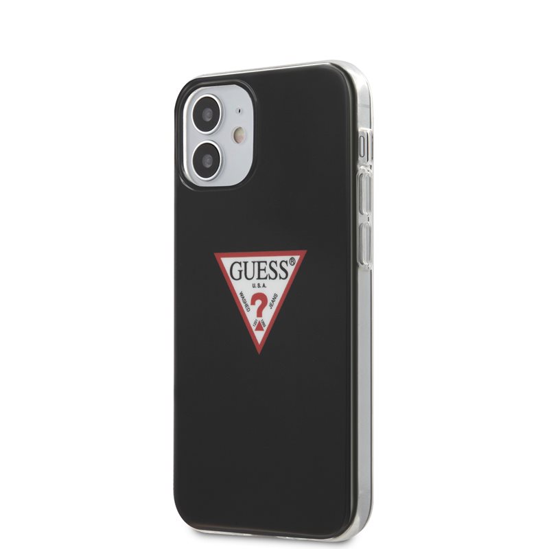 Guess GUHCP12SPCUCTLBK iPhone 12 mini 5.4" melns cietais apvalks Triangle kolekcija