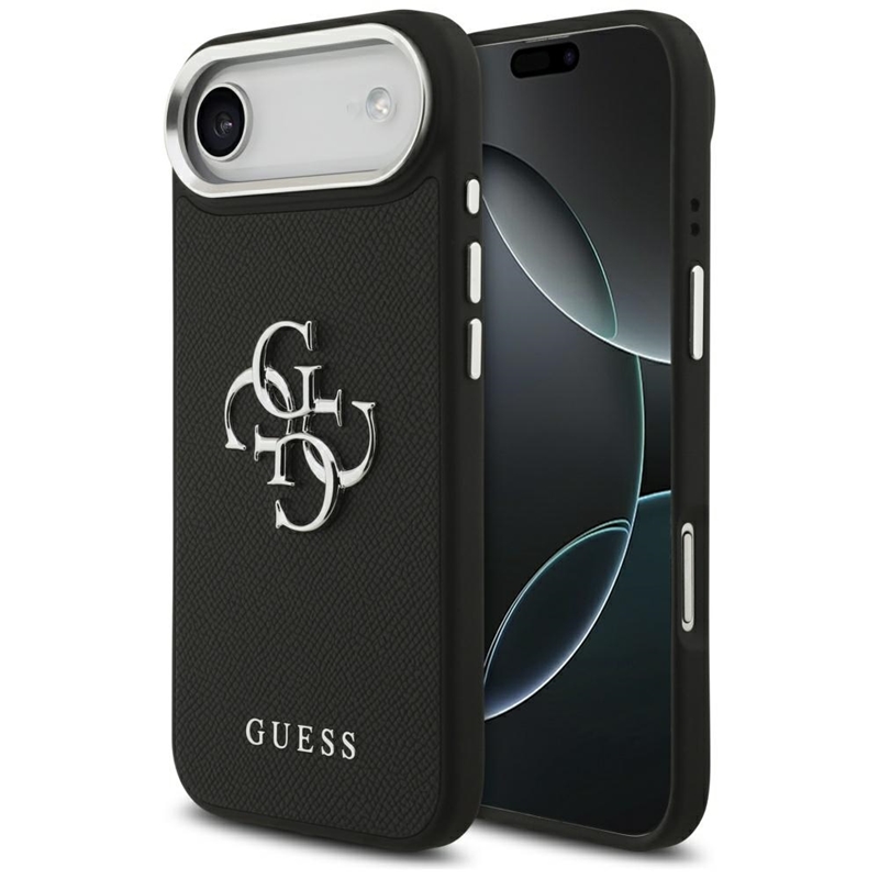 Guess Grained Big 4G Classic Logo viedtālruņa apvalks iPhone 17 Air - melns