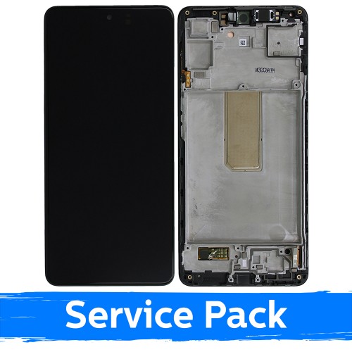 LCD Displejs Saderīgs ar Samsung M546 M54 5G Melns Ar Frame (Service Pack)