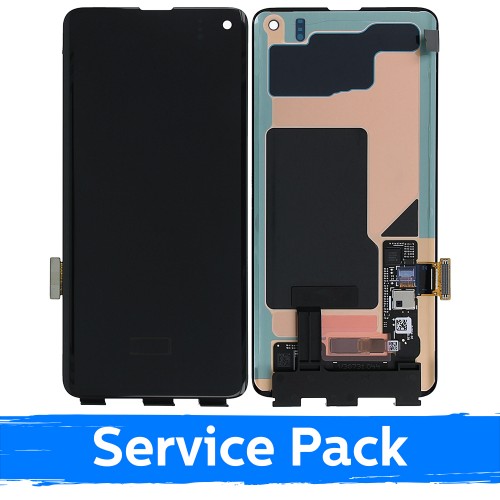 LCD Displejs Saderīgs ar Samsung G973 S10 Melns (Service Pack) (NF version)