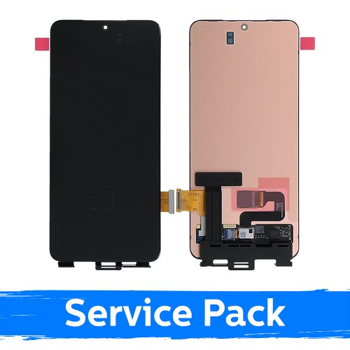 LCD Displejs Saderīgs ar Samsung G991 S21 Melns (Service Pack) (NF version)