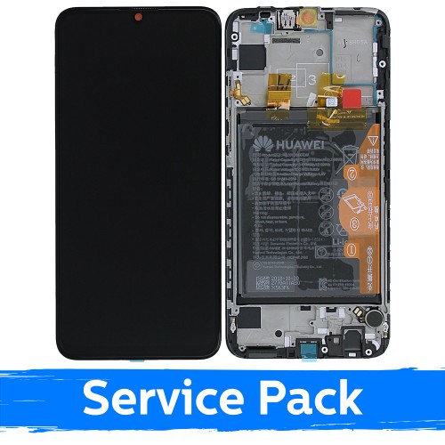 LCD Displejs Saderīgs ar Huawei P Smart 2019 Melns Ar Frame (Service Pack)
