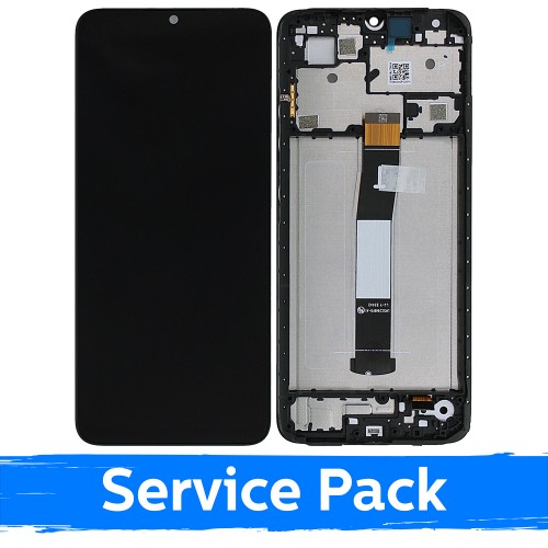LCD Displejs Saderīgs ar Xiaomi Redmi 12C Melns Ar Frame (Service Pack)