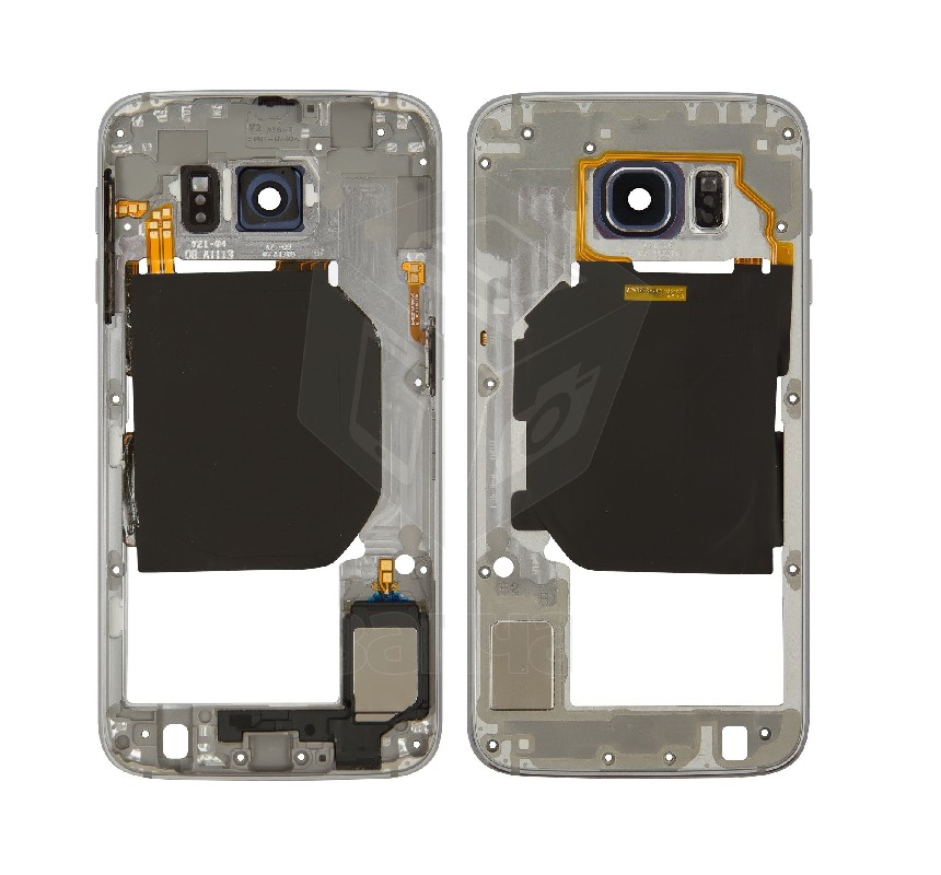 Middle housing Samsung G920F S6 zils (melns) ar buzzer un sides buttons original (used Grade B)