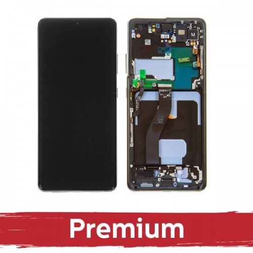 LCD displejs saderīgs ar Samsung G998 S21 Ultra ar rāmi / Phantom Silver / OEM