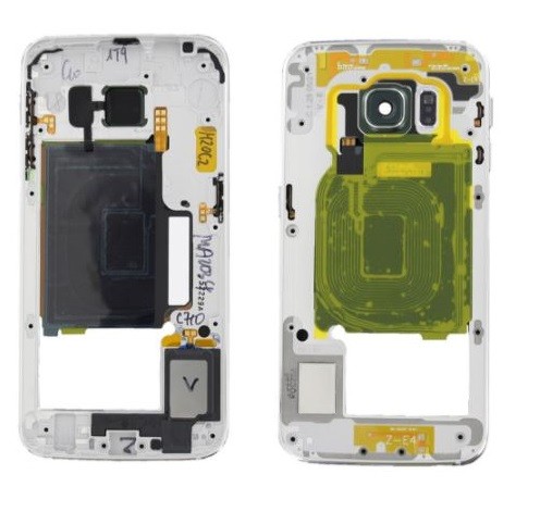 Middle housing Samsung G925F S6 Edge sudrabs (zaļš) ar buzzer un sides buttons original (service pack)