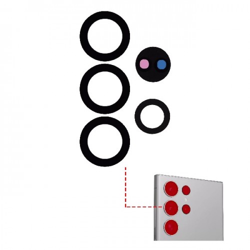 Aizmugurējās kameras lēca saderīga ar Samsung S918 S23 Ultra aizmugurējās kameras lēca (5 gab.)