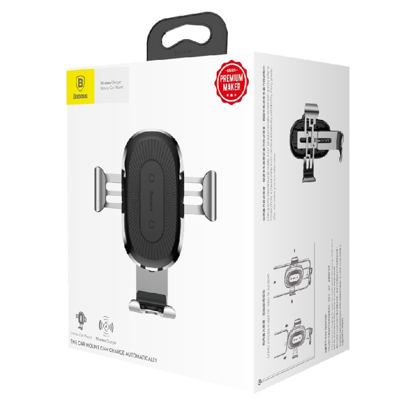 Bezvadu auto lādētājs-holder Baseus WXYL-01 Bezvadu (5V/2A 9V/1.7A) melns