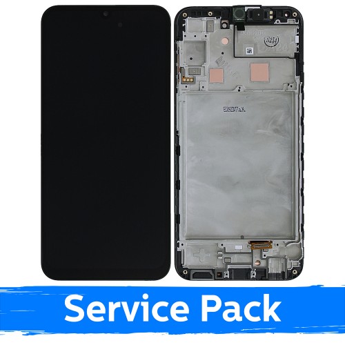 LCD displejs saderīgs ar Samsung A245 A24 4G melns ar rāmi (Service Pack)