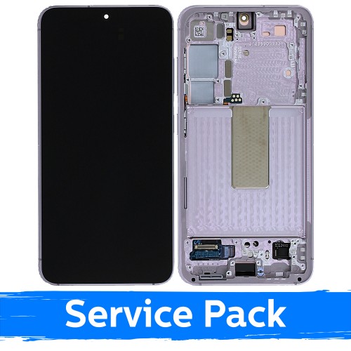 LCD displejs saderīgs ar Samsung S911 S23 ar rāmi / Lavender (gaiši rozā) / (Service Pack)