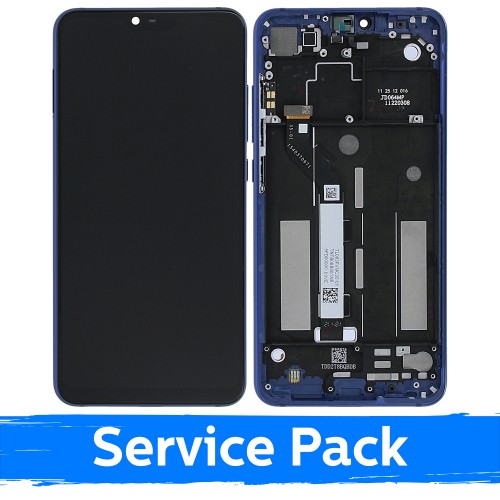 LCD displejs saderīgs ar Xiaomi Mi 8 Lite ar rāmi / zils / (Service Pack)