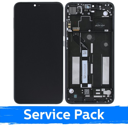 LCD displejs saderīgs ar Xiaomi Mi 8 Lite ar rāmi / pelēks / (Service Pack)