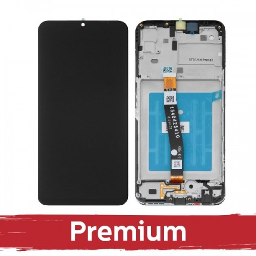 LCD displejs saderīgs ar Samsung A226 A22 5G melns ar rāmi OEM