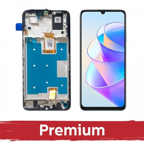 LCD displejs saderīgs ar Huawei Honor X7a (4G) melns ar rāmi OEM