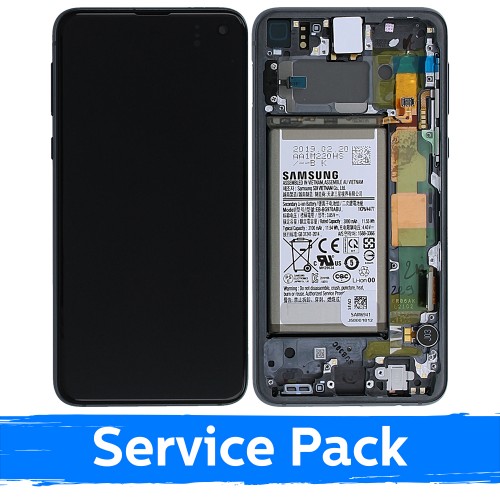 LCD displejs saderīgs ar Samsung G970 S10e ar rāmi / Prism Black / (Service Pack) +AR AKUMULATORU